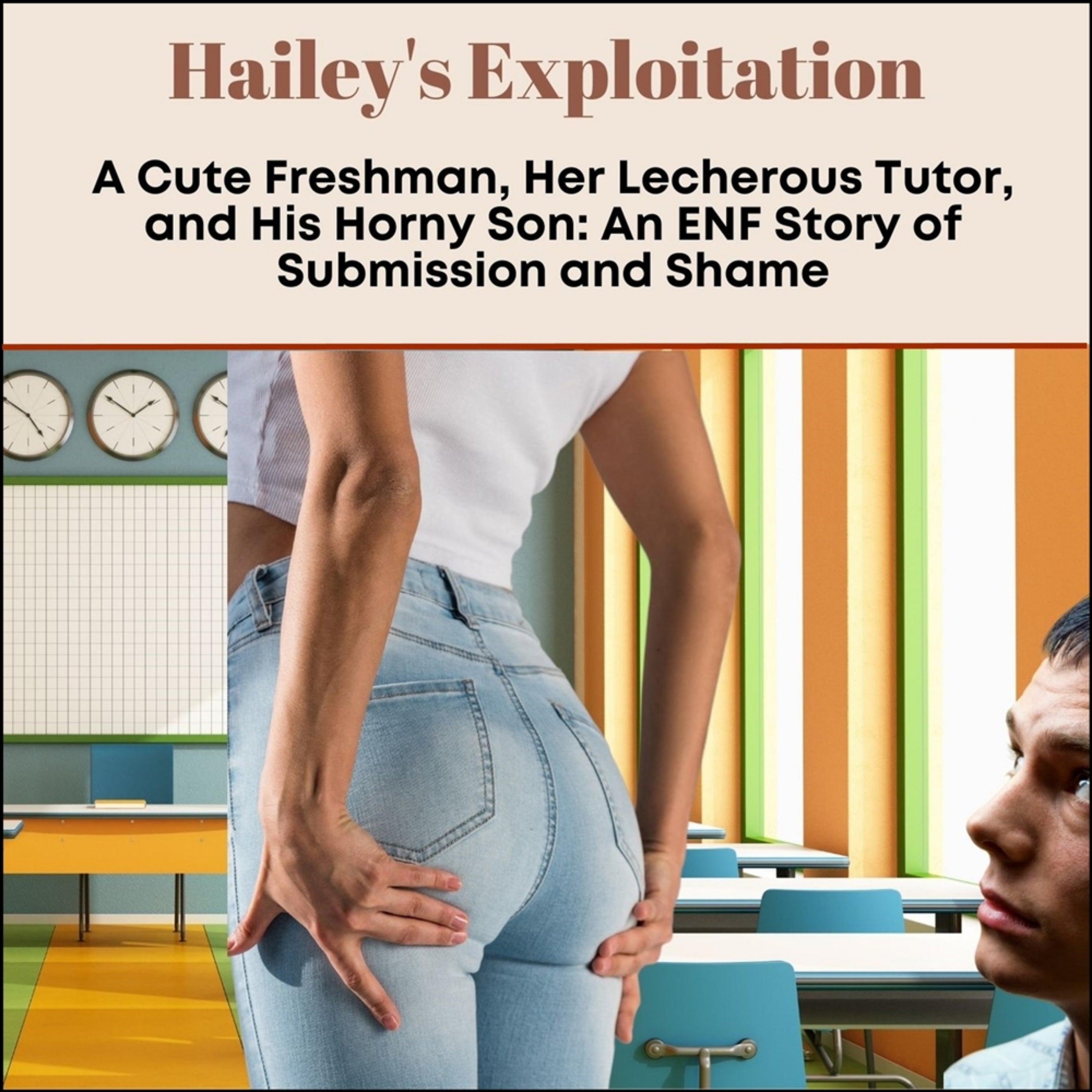 Hailey’s Exploitation: A Cute Freshman, Her Lecherous Tutor, and His Horny Son