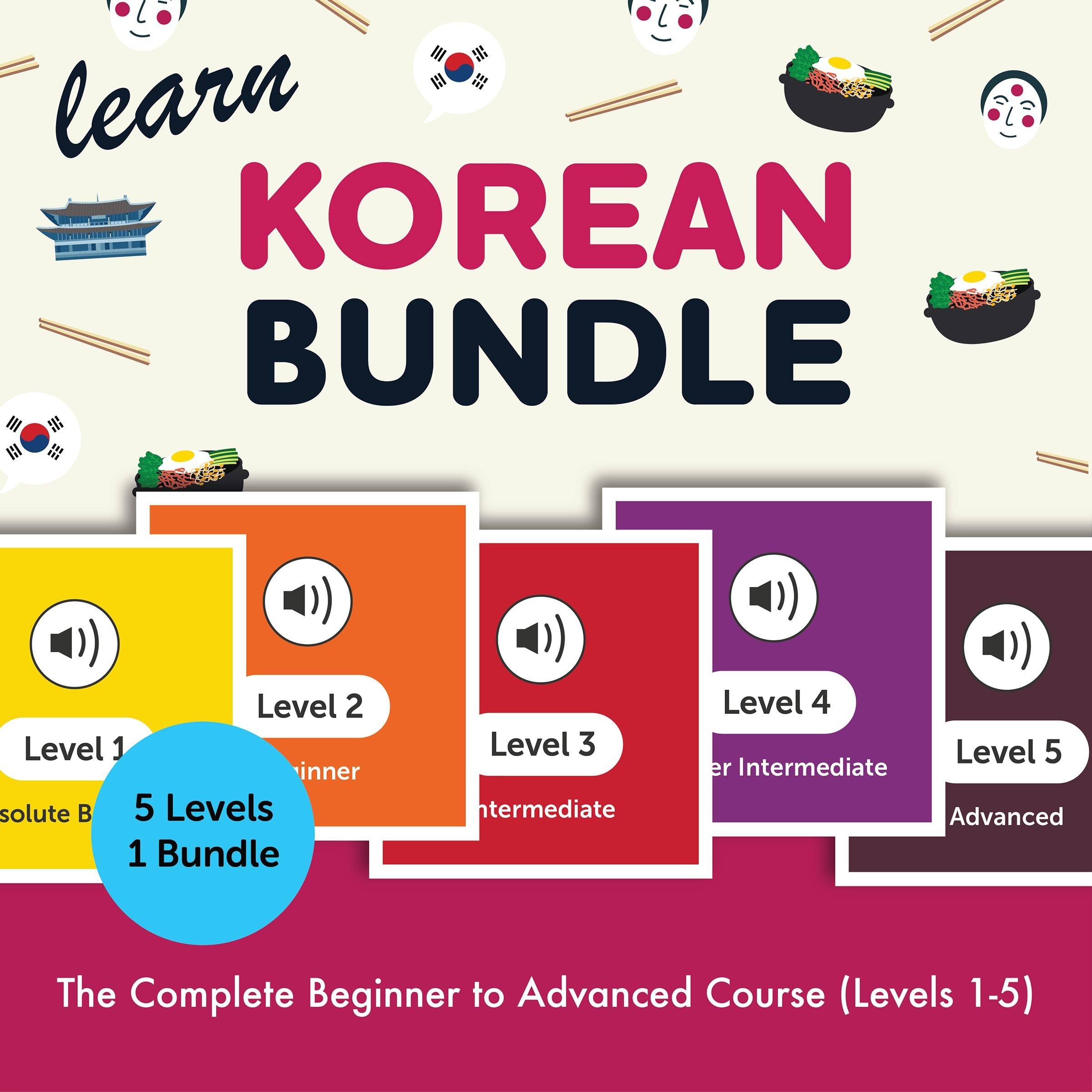 Learn Korean Bundle - The Complete Beginner to Advanced Course (Levels 1-5)