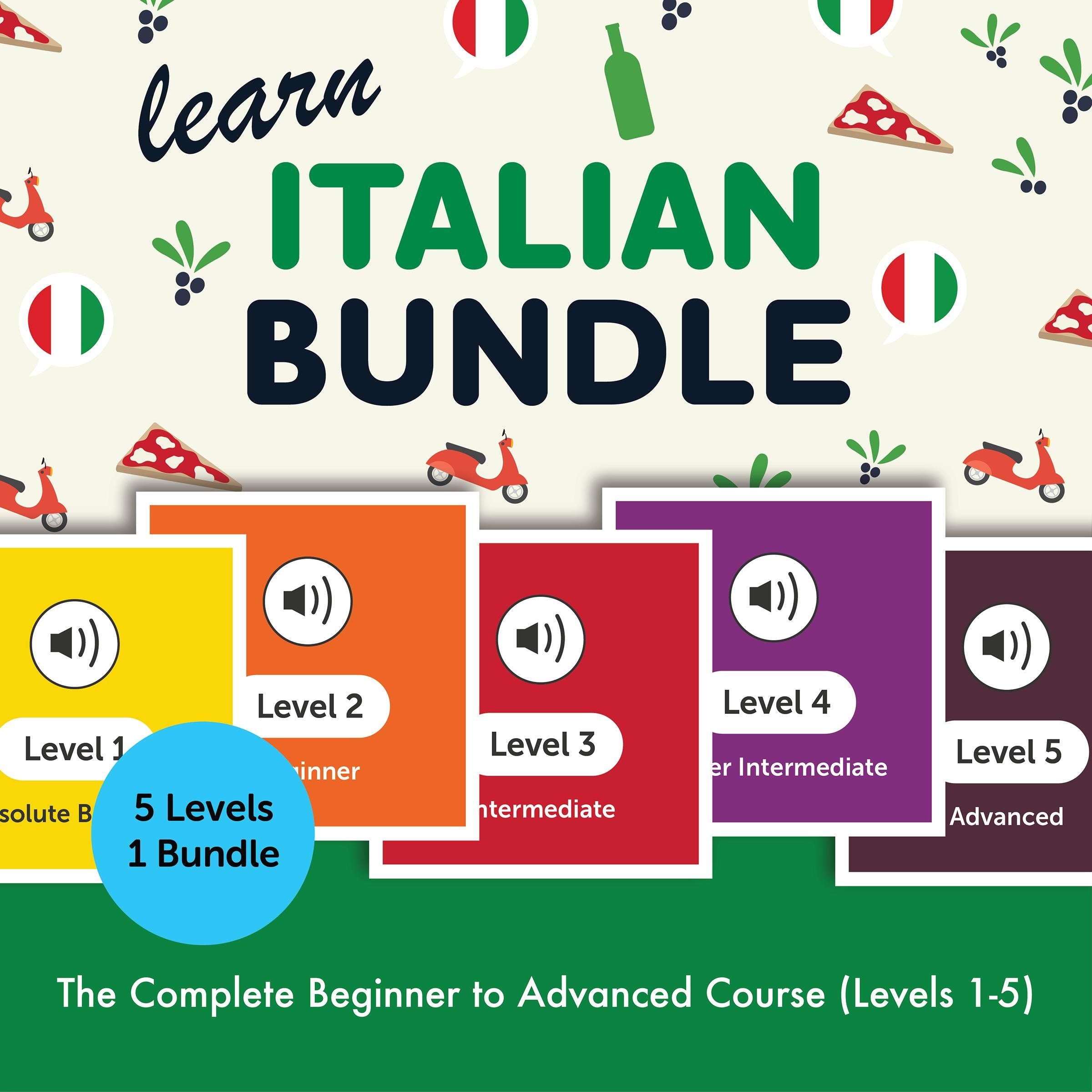 Learn Italian Bundle - The Complete Beginner to Advanced Course (Levels 1-5)