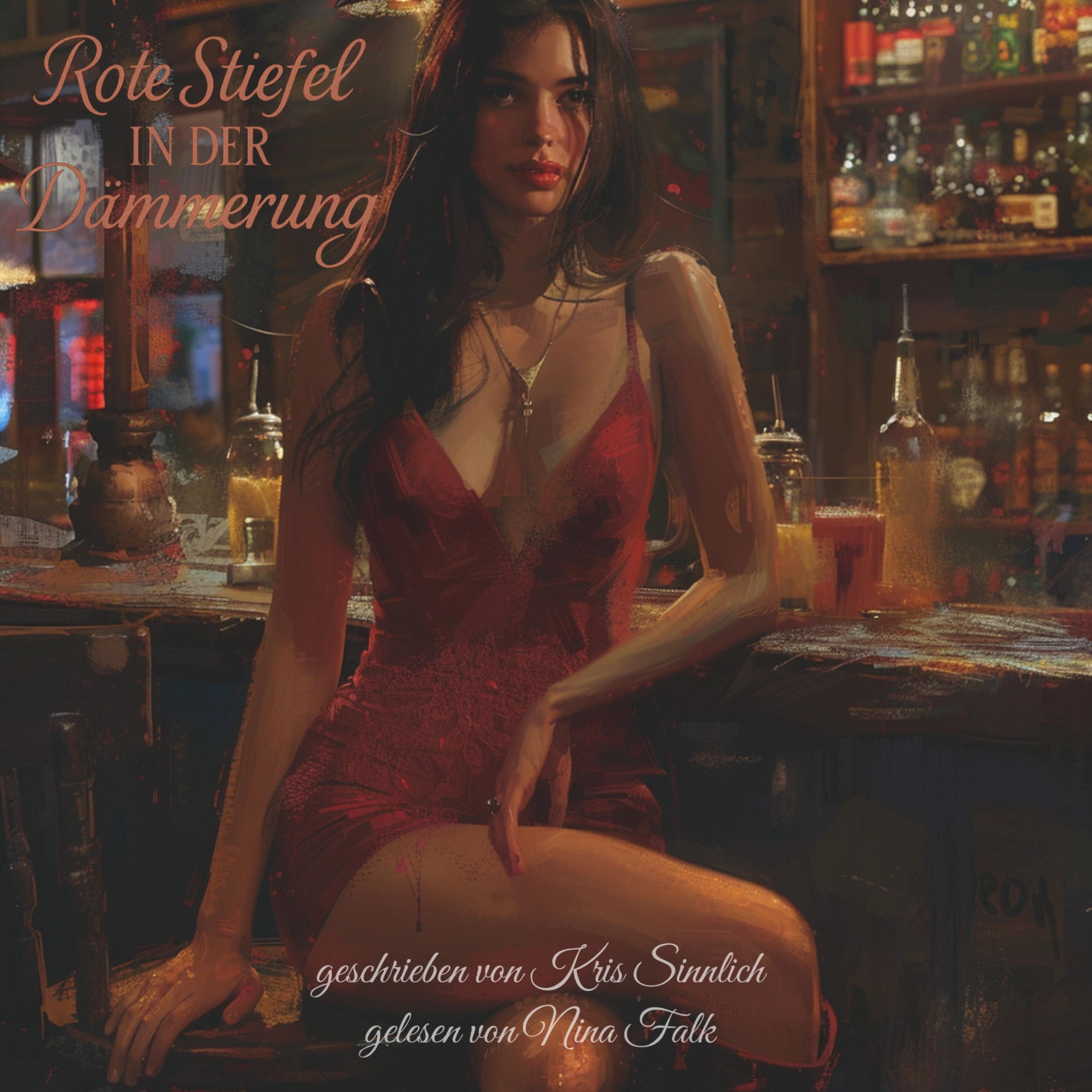 Rote Stiefel in der Dämmerung