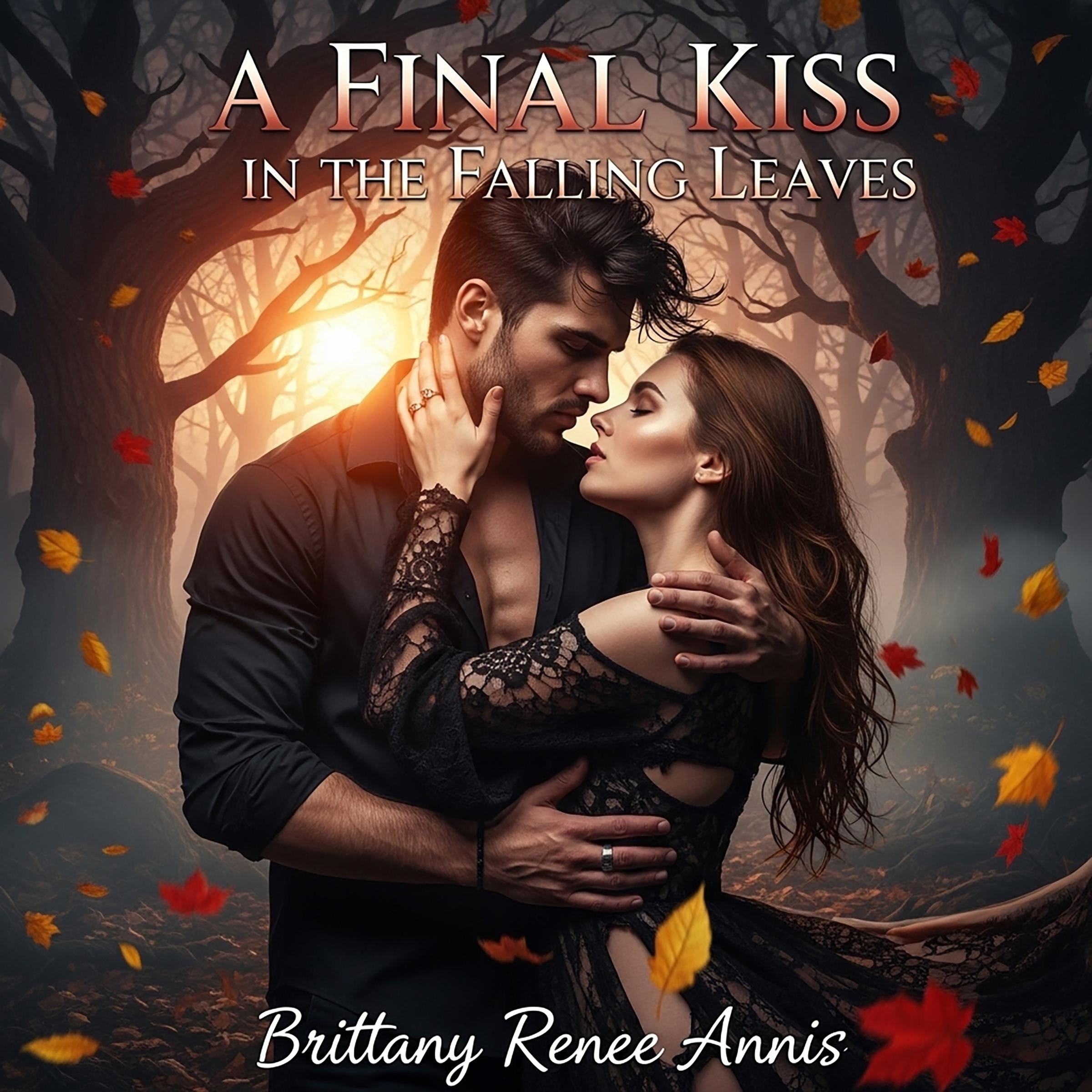 A final kiss in the falling leaves