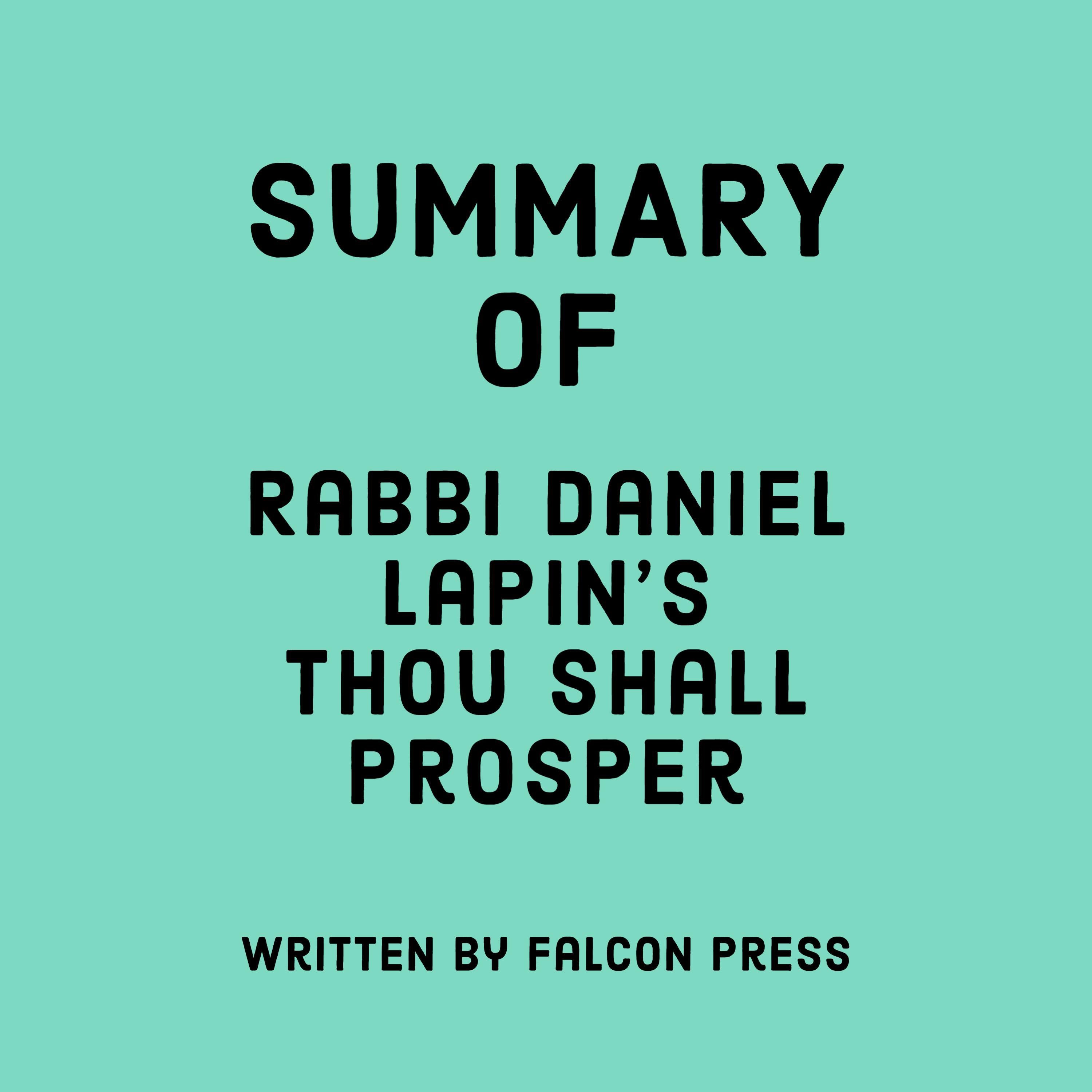Summary of Rabbi Daniel Lapin's Thou Shall Prosper