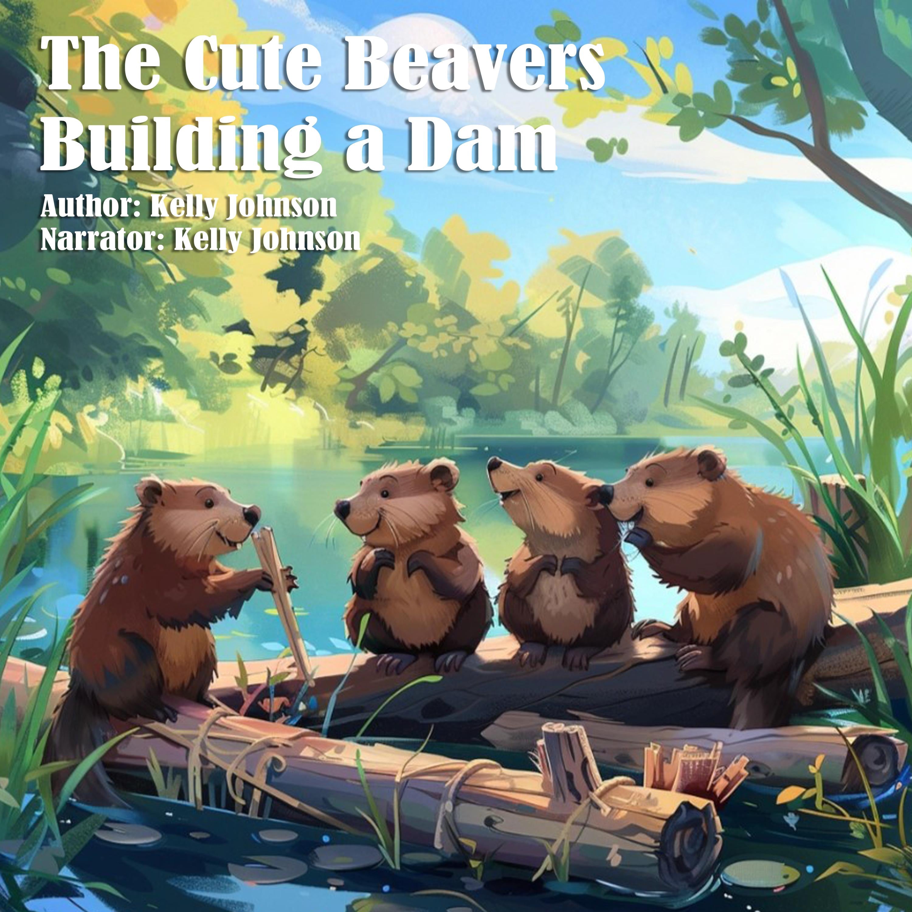 The Cute Beavers Building a Dam