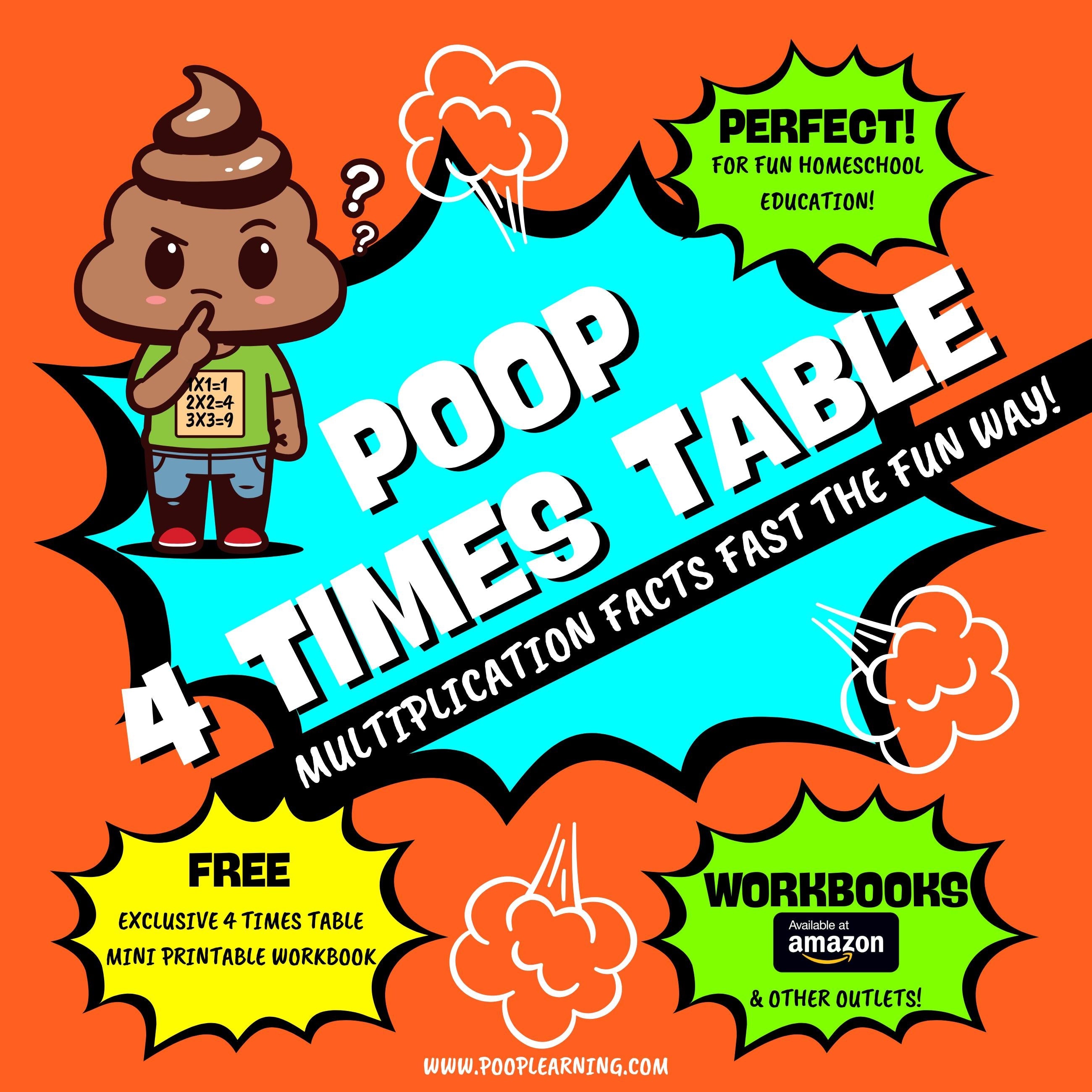 Poop 4 Times Table - Learn Multiplication Facts Fast the Fun Way