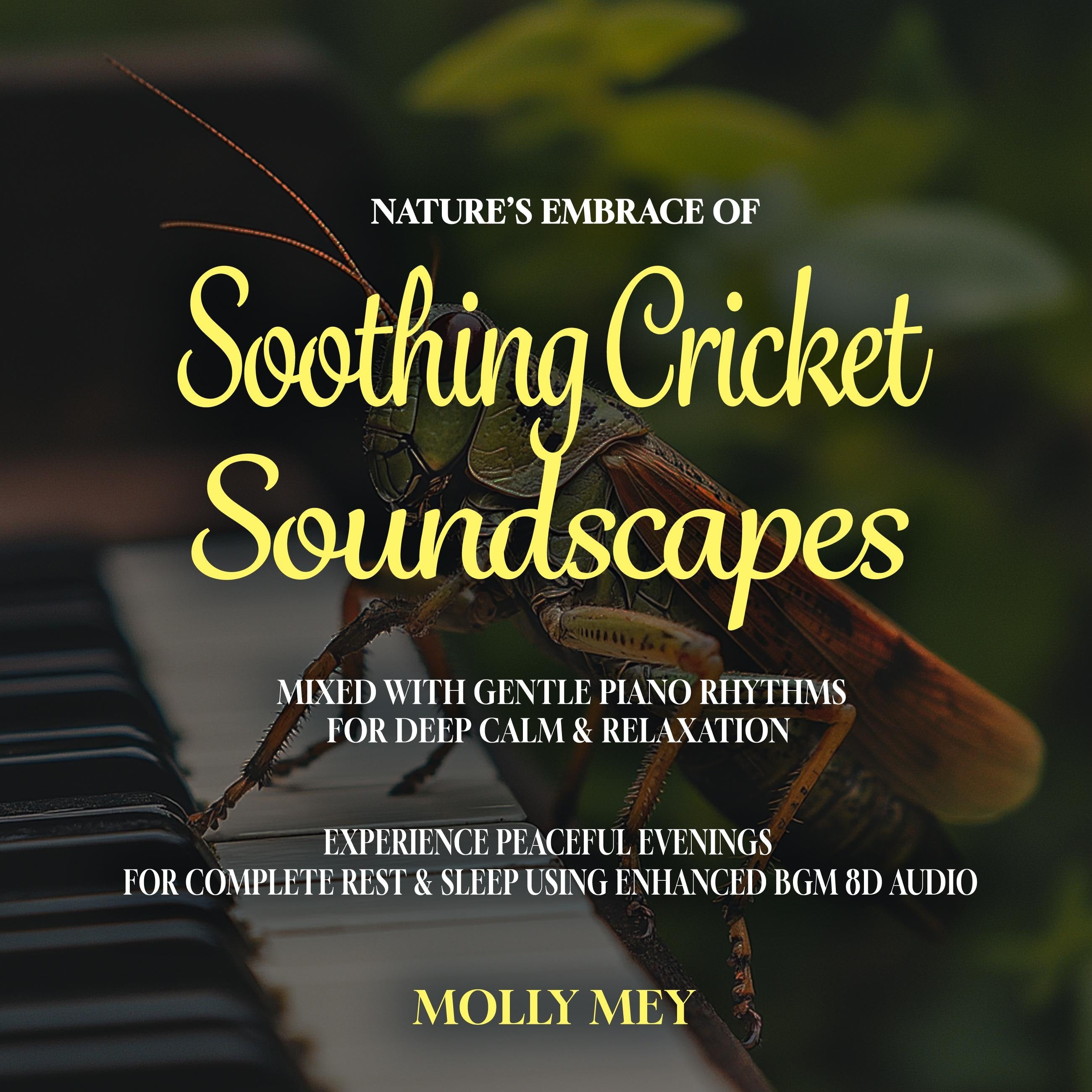 Nature's Embrace of Soothing Cricket Soundscapes Mixed with Gentle Piano Rhythms for Deep Calm & Relaxation